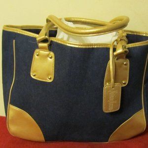 Neiman Marcus Denim & Gold tote bag